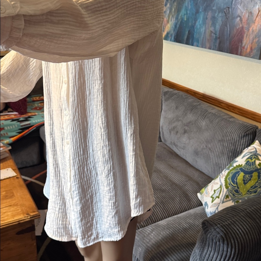 White Button-Up Shirt Dress - Picture 6 of 12